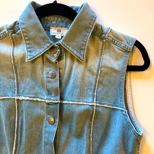 Designer button down jean dress